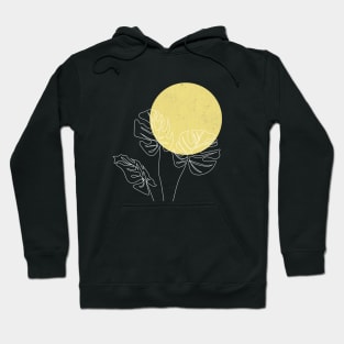 One Line Monstera Leaves Minimal Hoodie